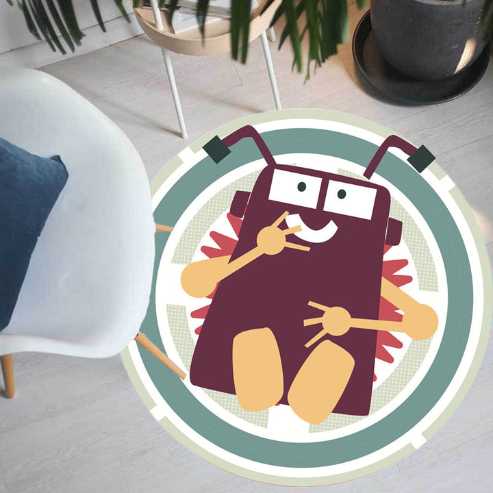 Lisslune | Stylish rug with cartoon character pattern Green children's rug Polyester washable pet-friendly non-slip rug for the children's room