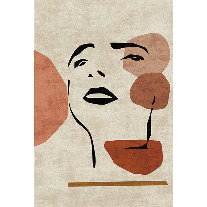 Lisslune | Contemporary Figure Pattern Carpet Multicolor Polyester Carpet Washable Pet Friendly Area Rug for Bedroom