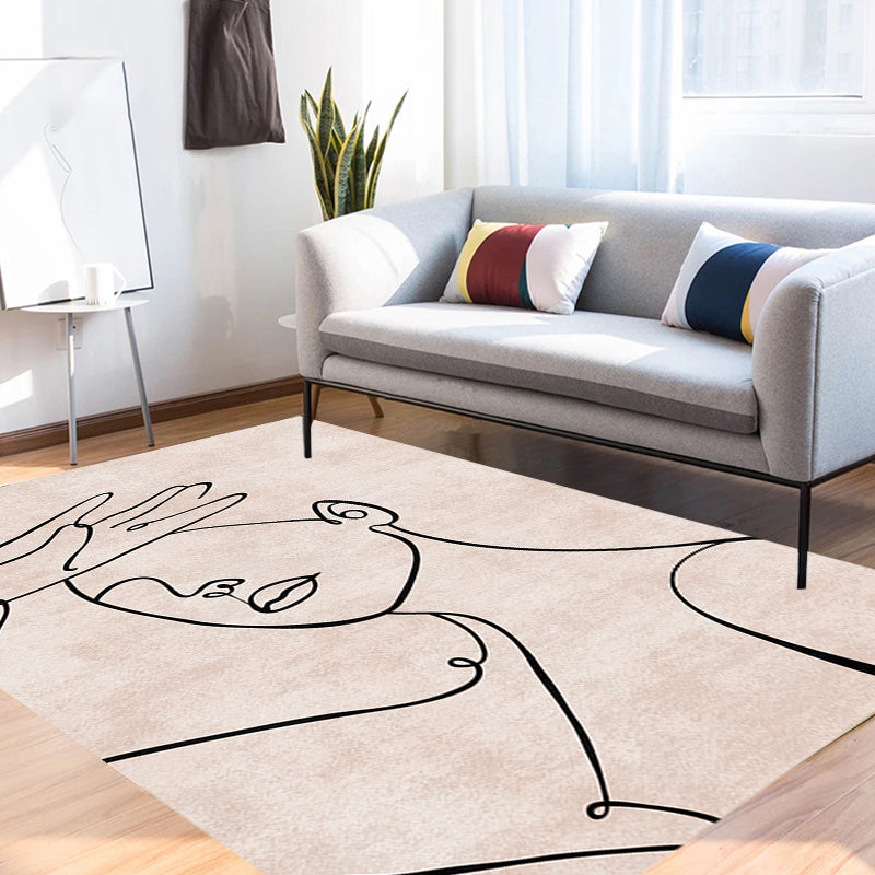 Lisslune | Contemporary Figure Pattern Carpet Multicolor Polyester Carpet Washable Pet Friendly Area Rug for Bedroom