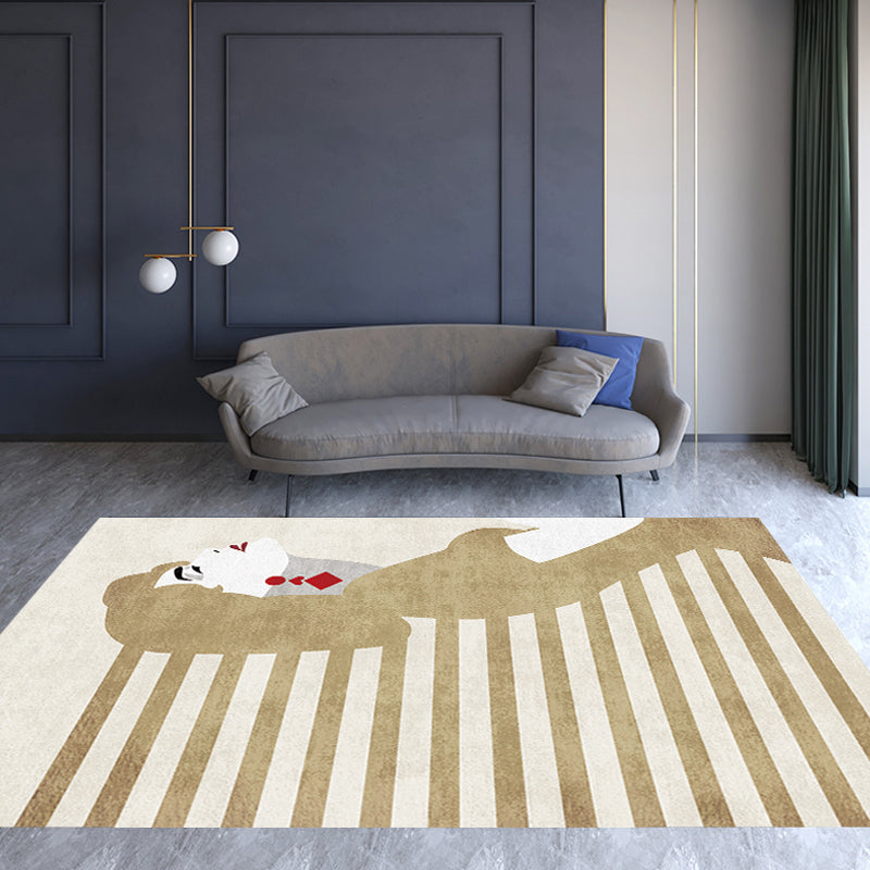 Lisslune | Contemporary Figure Pattern Carpet Multicolor Polyester Carpet Washable Pet Friendly Area Rug for Bedroom