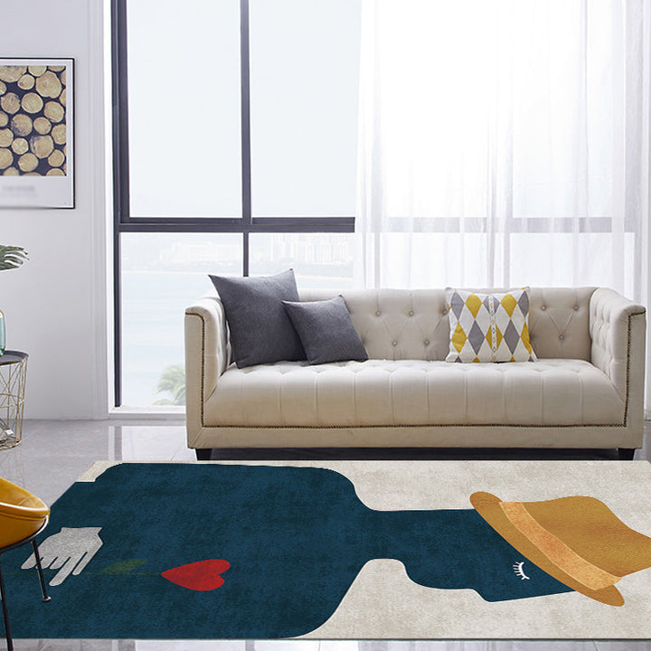 Lisslune | Contemporary Figure Pattern Carpet Multicolor Polyester Carpet Washable Pet Friendly Area Rug for Bedroom