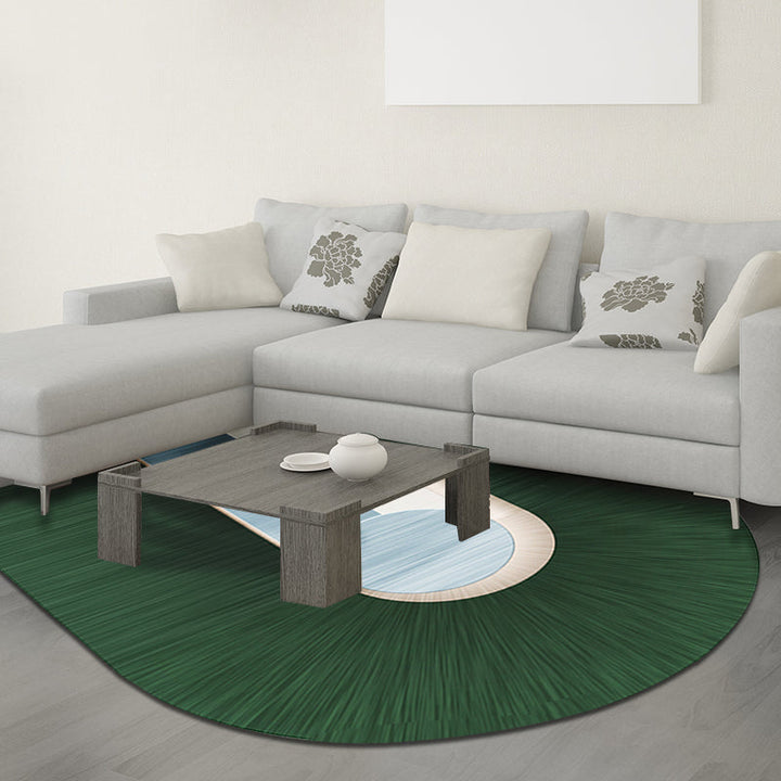 Lisslune | Green Bedroom Carpet New Arrival Color Block Pattern Carpet Polyester Pet-Friendly Washable Carpet