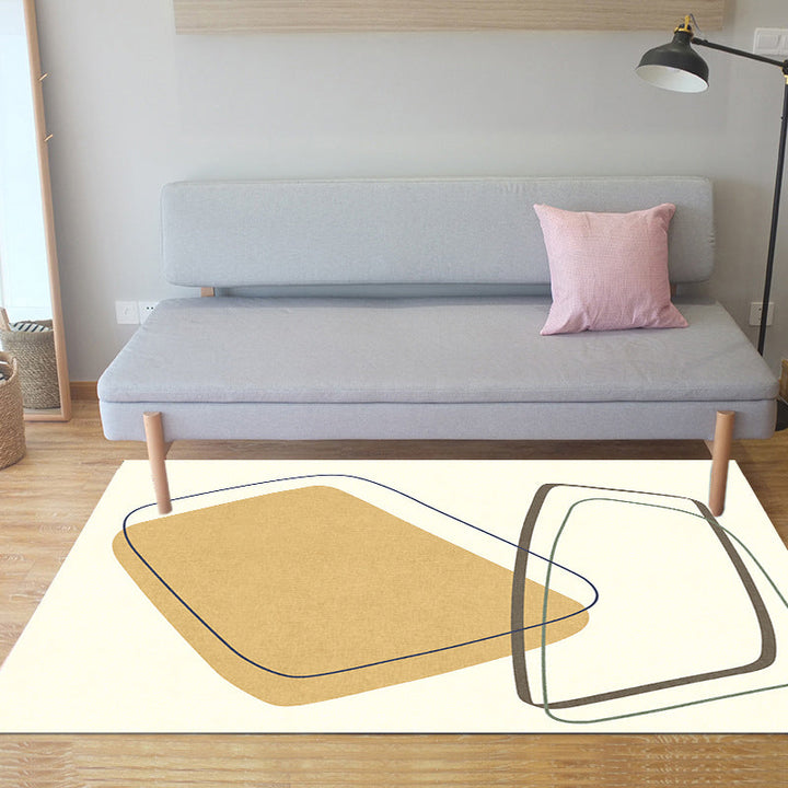 Lisslune | Unique Casual Carpet Beige Color Block Carpet Washable Pet-Friendly Non-Slip Rug for the Living Room