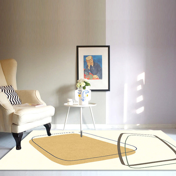 Lisslune | Unique Casual Carpet Beige Color Block Carpet Washable Pet-Friendly Non-Slip Rug for the Living Room