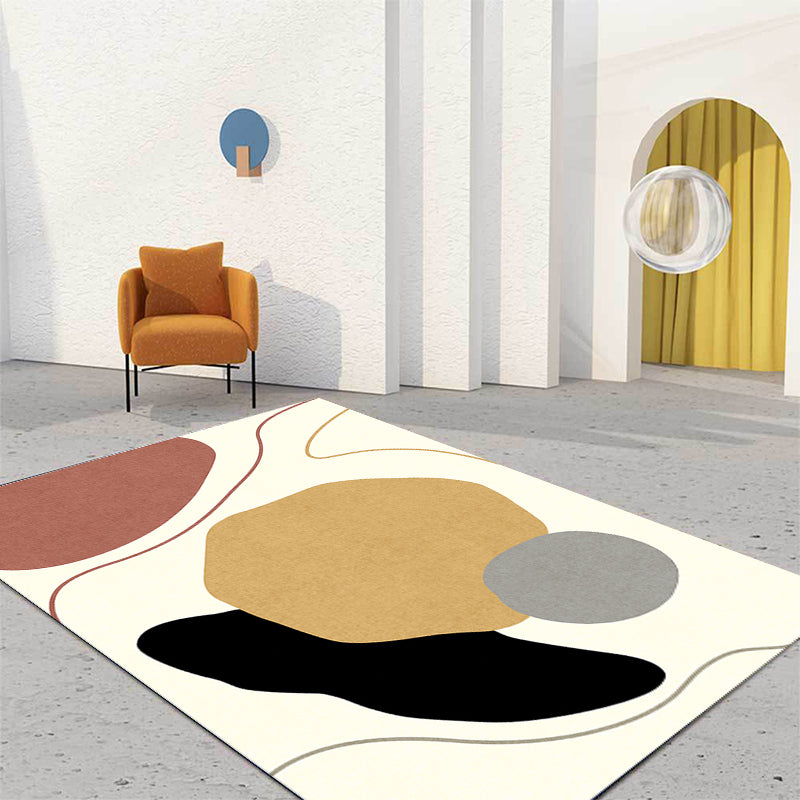 Lisslune | Unique Casual Carpet Beige Color Block Carpet Washable Pet-Friendly Non-Slip Rug for the Living Room