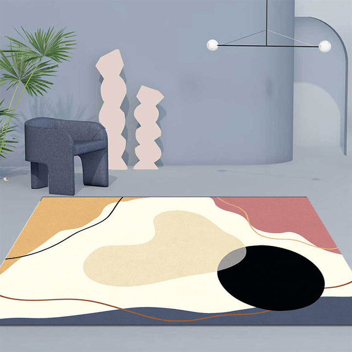 Lisslune | Unique Casual Carpet Beige Color Block Carpet Washable Pet-Friendly Non-Slip Rug for the Living Room