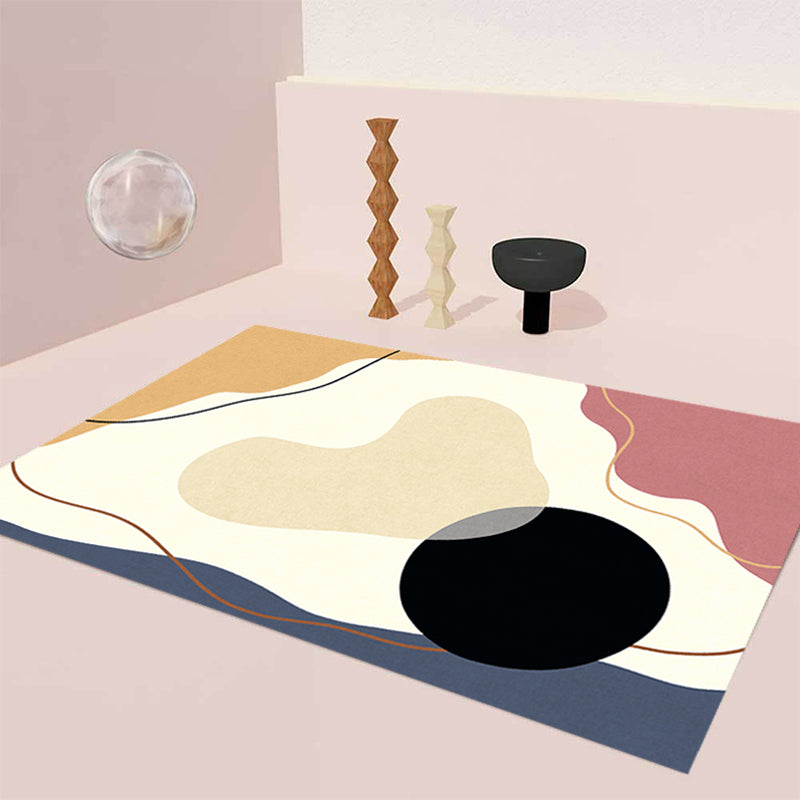 Lisslune | Unique Casual Carpet Beige Color Block Carpet Washable Pet-Friendly Non-Slip Rug for the Living Room