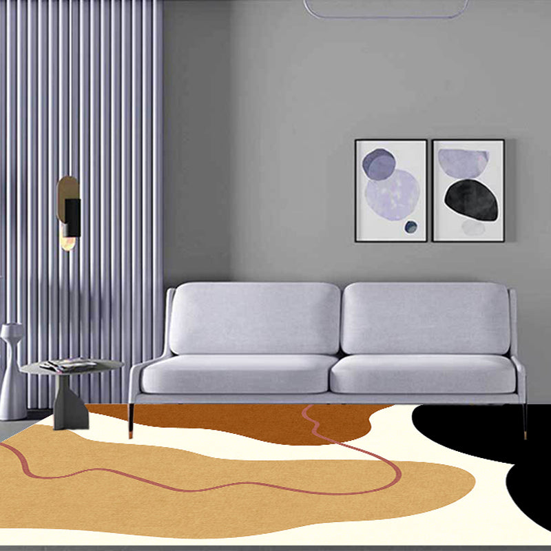 Lisslune | Unique Casual Carpet Beige Color Block Carpet Washable Pet-Friendly Non-Slip Rug for the Living Room