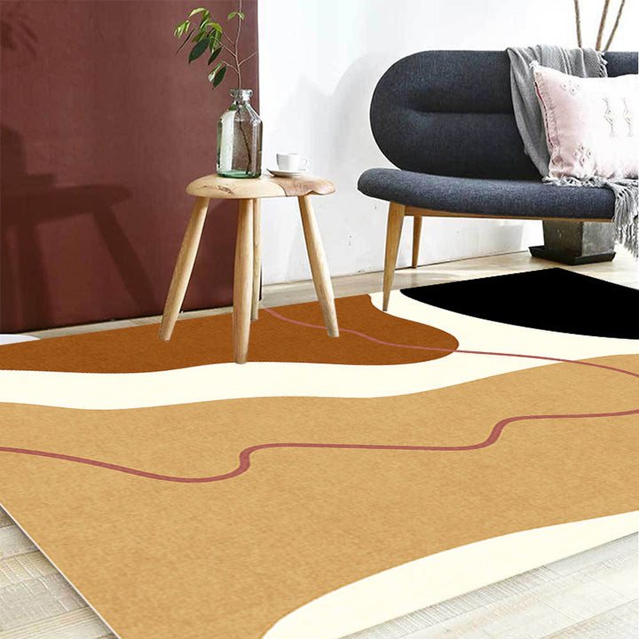 Lisslune | Unique Casual Carpet Beige Color Block Carpet Washable Pet-Friendly Non-Slip Rug for the Living Room