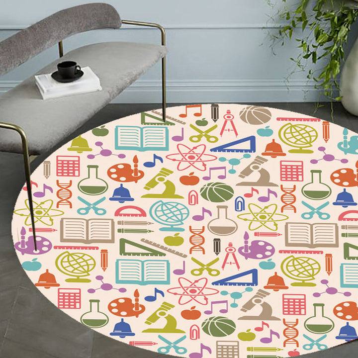 Lisslune | Apricot Kids Carpet Polyester Stationary Pattern Carpet Pet Friendly Washable Non-slip Rug For Decoration