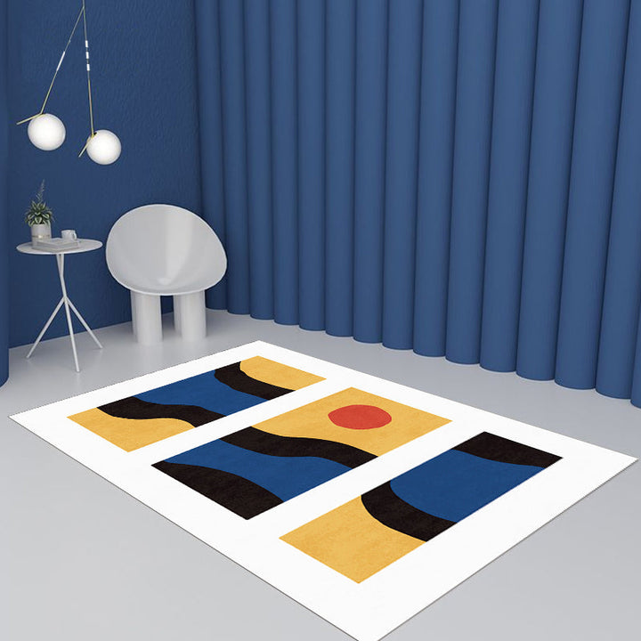 Lisslune | Stylish Minimalist Carpet Black and White Abstract Rug Pet-friendly Non-slip Backing Carpet for Living Room