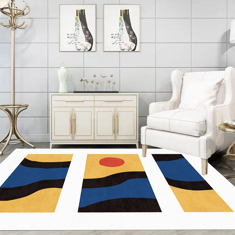 Lisslune | Stylish Minimalist Carpet Black and White Abstract Rug Pet-friendly Non-slip Backing Carpet for Living Room