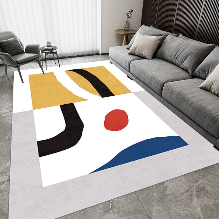 Lisslune | Stylish Minimalist Carpet Black and White Abstract Rug Pet-friendly Non-slip Backing Carpet for Living Room