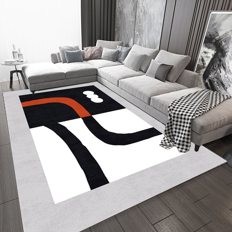 Lisslune | Stylish Minimalist Carpet Black and White Abstract Rug Pet-friendly Non-slip Backing Carpet for Living Room