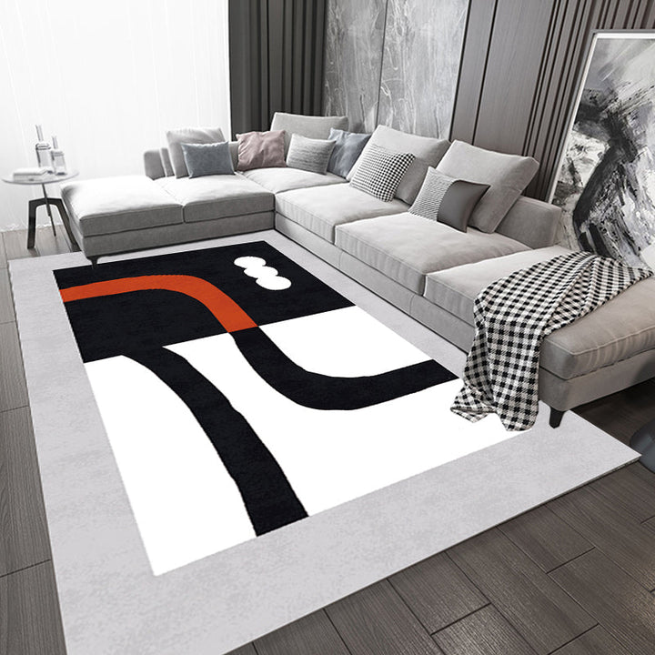 Lisslune | Stylish Minimalist Carpet Black and White Abstract Rug Pet-friendly Non-slip Backing Carpet for Living Room