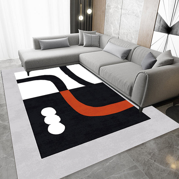 Lisslune | Stylish Minimalist Carpet Black and White Abstract Rug Pet-friendly Non-slip Backing Carpet for Living Room