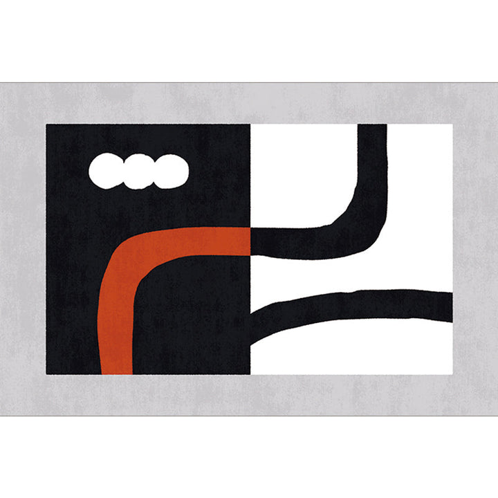Lisslune | Stylish Minimalist Carpet Black and White Abstract Rug Pet-friendly Non-slip Backing Carpet for Living Room