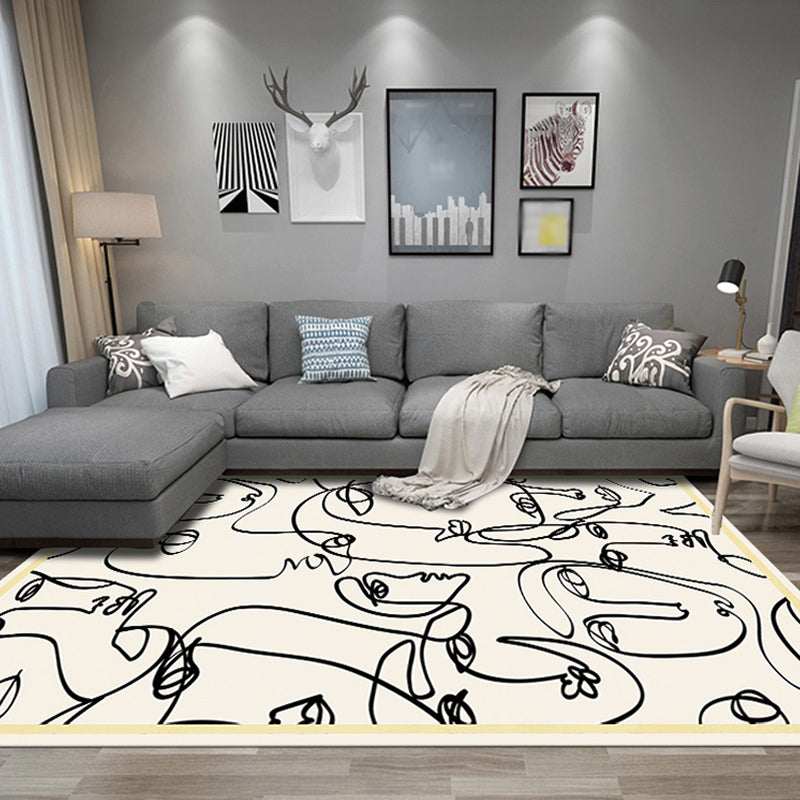 Lisslune | Stylish Multicolor Contemporary Area Rug Polyester Figurative Pattern Rug Non-Slip Back Animal-Friendly Area Rug for Living Room