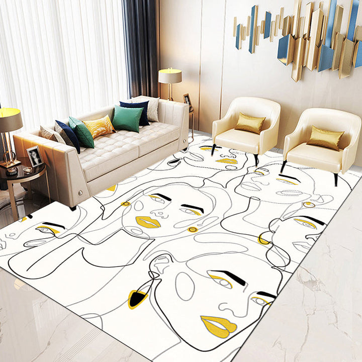 Lisslune | Stylish Multicolor Contemporary Area Rug Polyester Figurative Pattern Rug Non-Slip Back Animal-Friendly Area Rug for Living Room