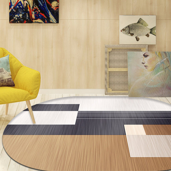 Lisslune | Novelty living room rug in brown and ivory color box print rug polyester stain-resistant rug