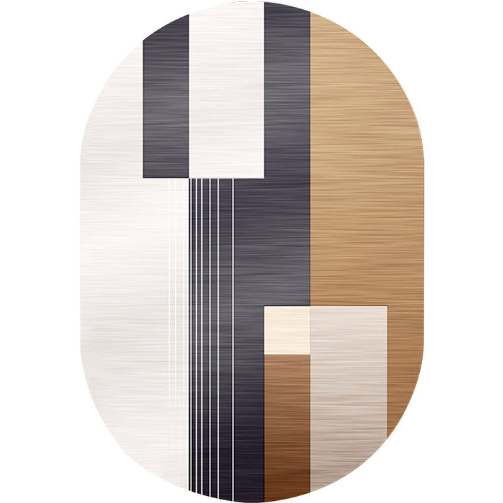 Lisslune | Novelty living room rug in brown and ivory color box print rug polyester stain-resistant rug