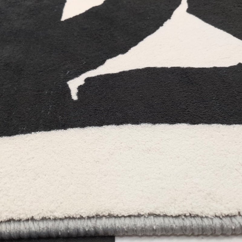 Lisslune | Black and White Abstract Carpet Polyester Scandinavian Rug Pet Friendly Washable Area Rug for Living Room