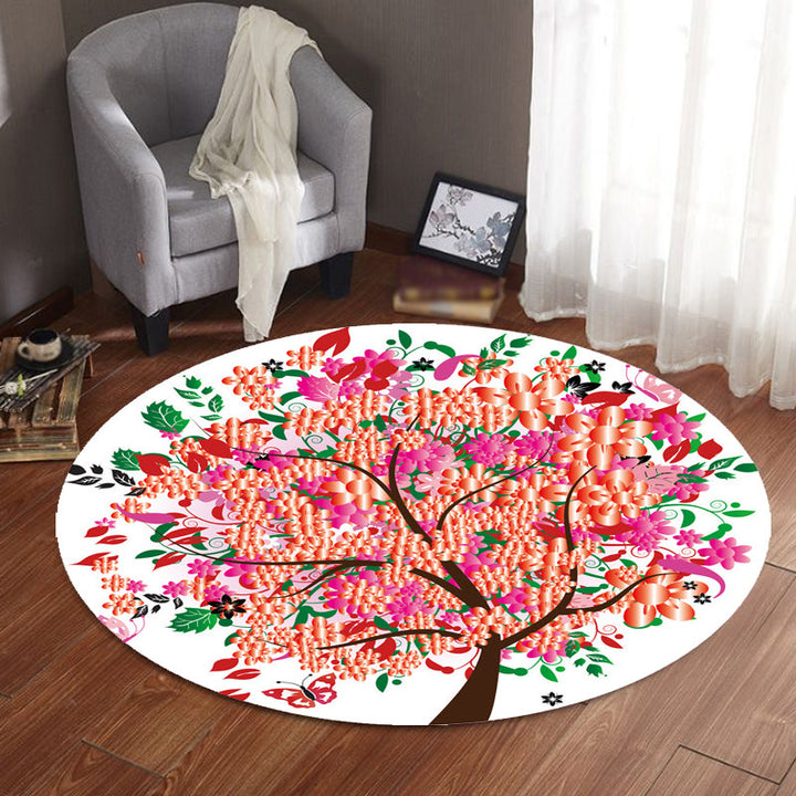 Lisslune | Unique Flower Pattern Carpet Pink and Orange Child's Carpet Polyester Pet Friendly Washable Non-Slip Back Carpet for the Children's Room