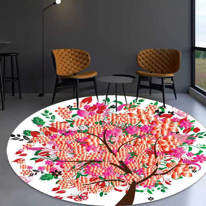 Lisslune | Unique Flower Pattern Carpet Pink and Orange Child's Carpet Polyester Pet Friendly Washable Non-Slip Back Carpet for the Children's Room