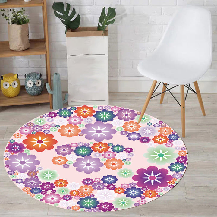 Lisslune | Unique Flower Pattern Carpet Pink and Orange Child's Carpet Polyester Pet Friendly Washable Non-Slip Back Carpet for the Children's Room