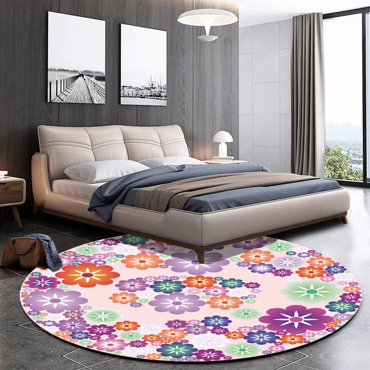 Lisslune | Unique Flower Pattern Carpet Pink and Orange Child's Carpet Polyester Pet Friendly Washable Non-Slip Back Carpet for the Children's Room