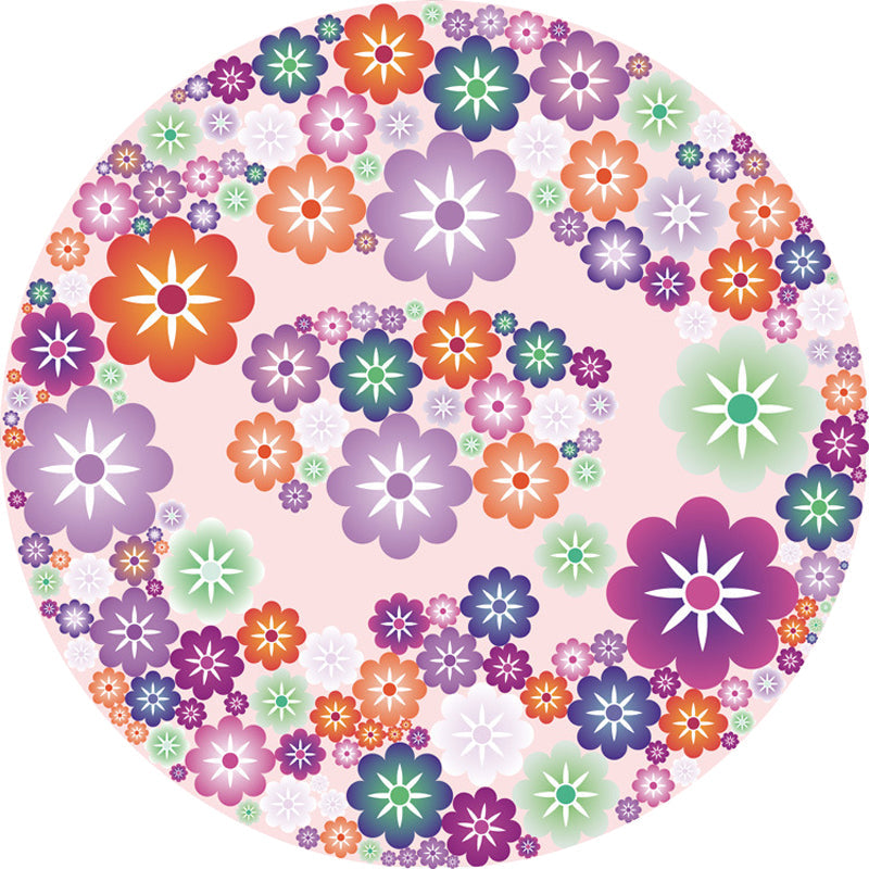 Lisslune | Unique Flower Pattern Carpet Pink and Orange Child's Carpet Polyester Pet Friendly Washable Non-Slip Back Carpet for the Children's Room