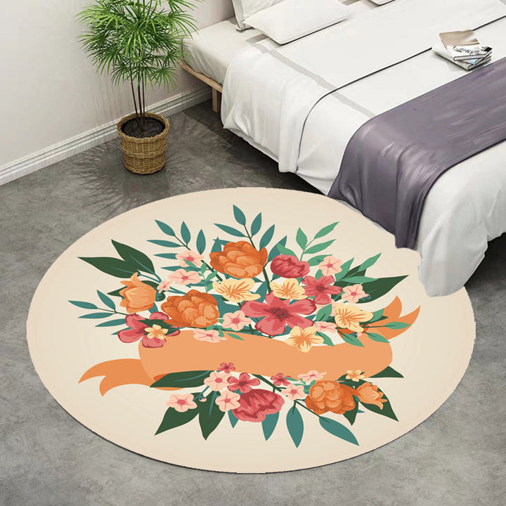 Lisslune | Unique Flower Pattern Carpet Pink and Orange Child's Carpet Polyester Pet Friendly Washable Non-Slip Back Carpet for the Children's Room