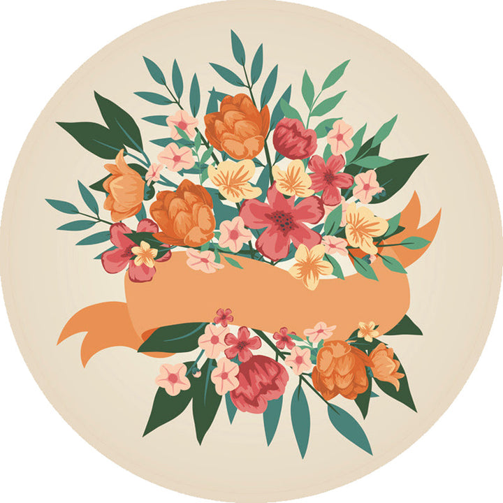 Lisslune | Unique Flower Pattern Carpet Pink and Orange Child's Carpet Polyester Pet Friendly Washable Non-Slip Back Carpet for the Children's Room