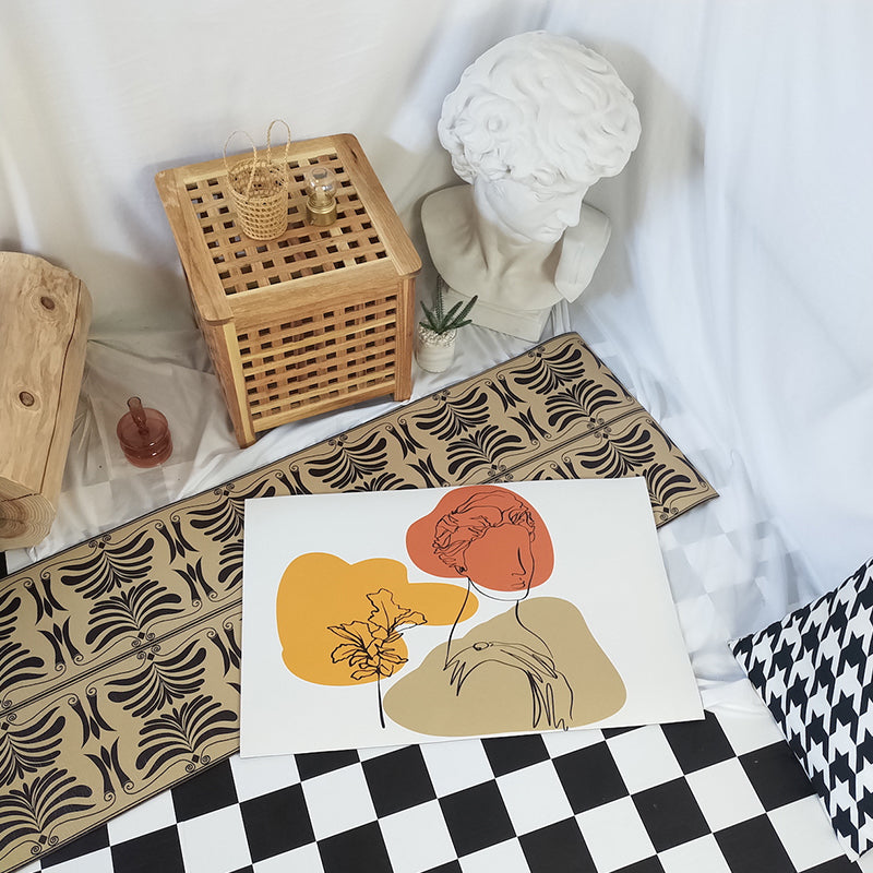 Lisslune | Modern character pattern carpet with leaf brown and yellow polyester carpet washable pet-friendly carpet for the bedroom