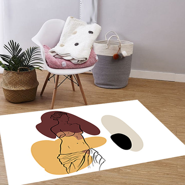 Lisslune | Modern character pattern carpet with leaf brown and yellow polyester carpet washable pet-friendly carpet for the bedroom