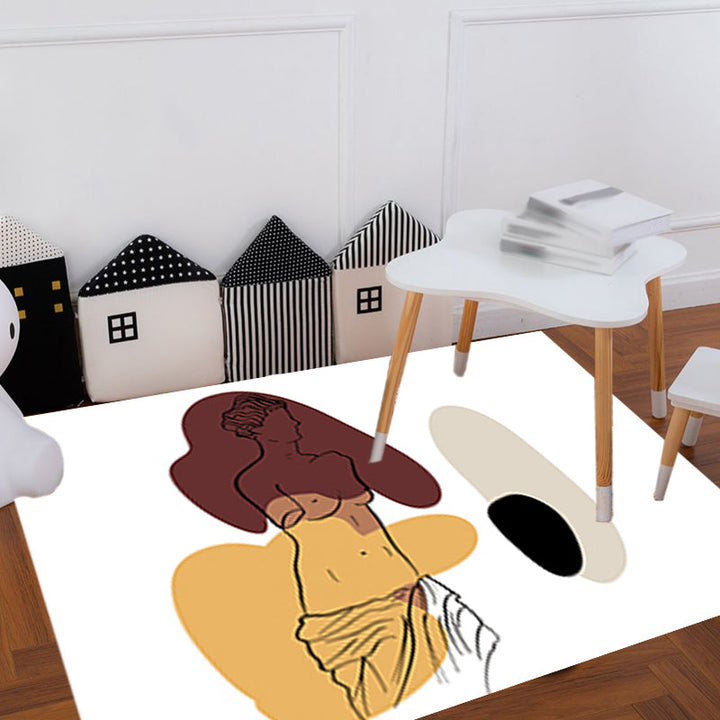 Lisslune | Modern character pattern carpet with leaf brown and yellow polyester carpet washable pet-friendly carpet for the bedroom