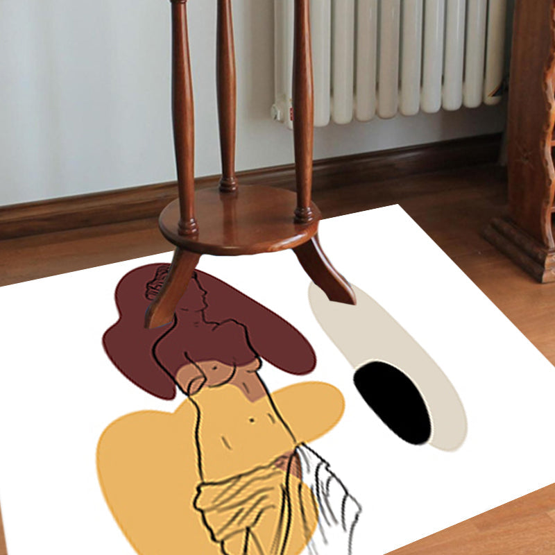 Lisslune | Modern character pattern carpet with leaf brown and yellow polyester carpet washable pet-friendly carpet for the bedroom