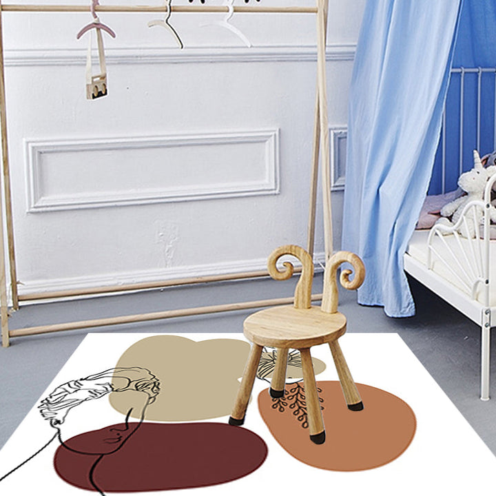 Lisslune | Modern character pattern carpet with leaf brown and yellow polyester carpet washable pet-friendly carpet for the bedroom