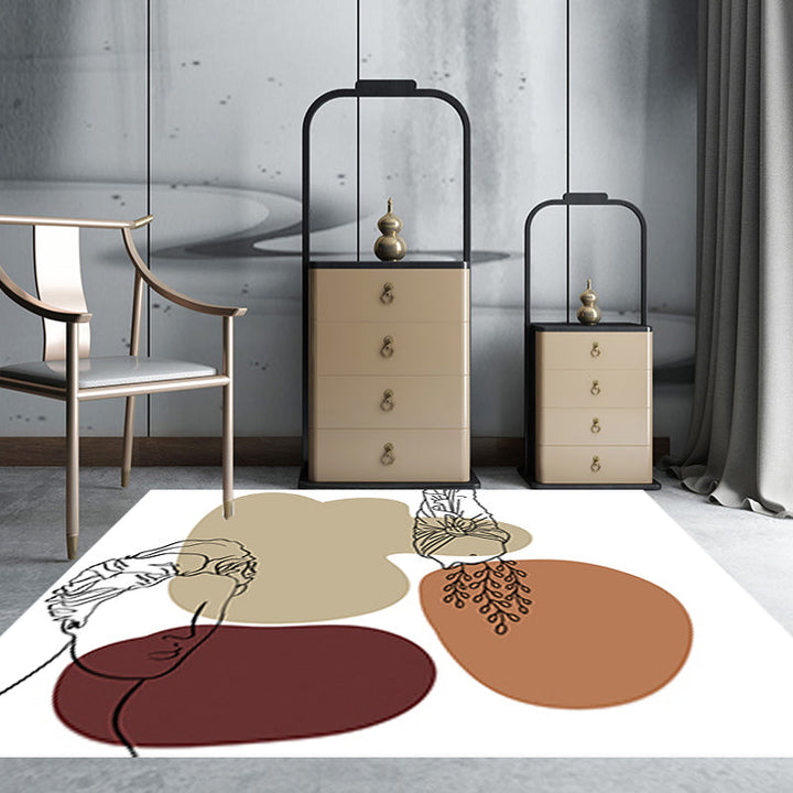 Lisslune | Modern character pattern carpet with leaf brown and yellow polyester carpet washable pet-friendly carpet for the bedroom