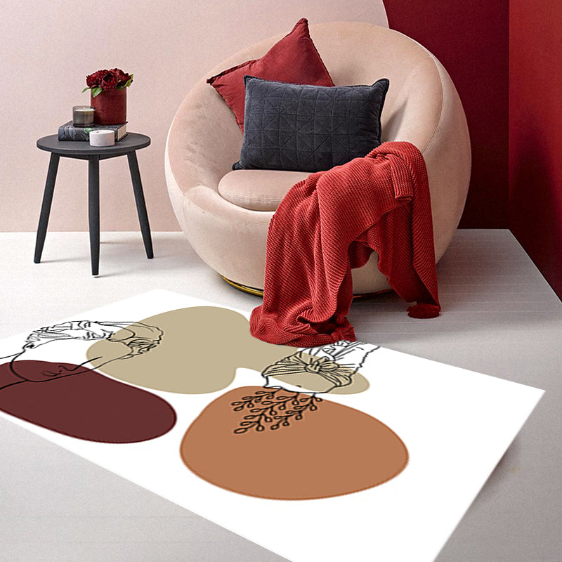 Lisslune | Modern character pattern carpet with leaf brown and yellow polyester carpet washable pet-friendly carpet for the bedroom