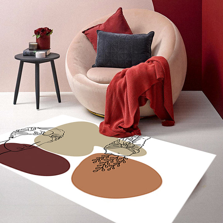 Lisslune | Modern character pattern carpet with leaf brown and yellow polyester carpet washable pet-friendly carpet for the bedroom