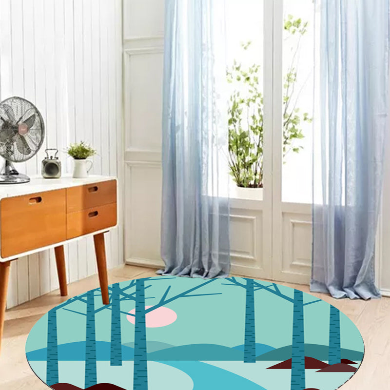Lisslune | Kids Road Pattern Rug Yellow and Blue Polyester Carpet Washable Pet Friendly Non-Slip Rug for Children's Room