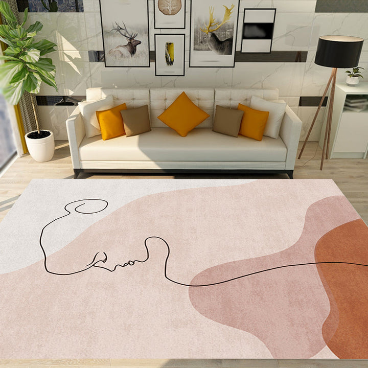 Lisslune | Multicolor Living Room Carpet Nordic Character Pattern Carpet Polyester Washable Pet Friendly Area Rug