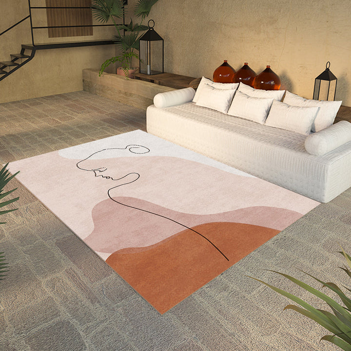 Lisslune | Multicolor Living Room Carpet Nordic Character Pattern Carpet Polyester Washable Pet Friendly Area Rug