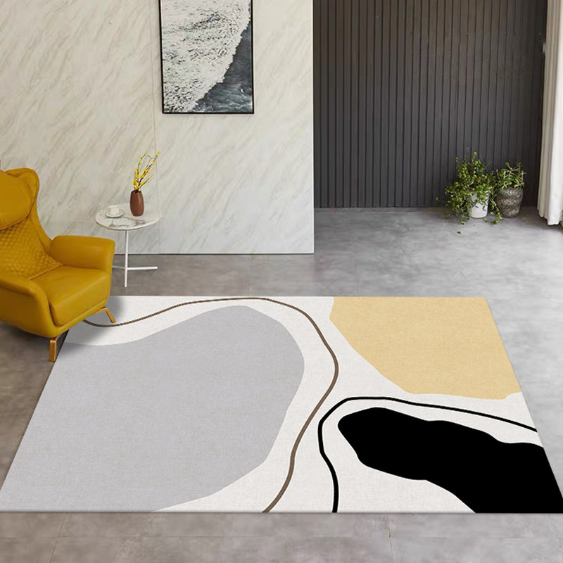 Lisslune | Novelty Abstract Area Rug Beige Polyester Rug Non-Slip Back Washable Pet Friendly Area Rug for Living Room