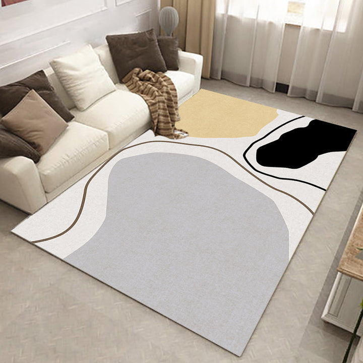 Lisslune | Novelty Abstract Area Rug Beige Polyester Rug Non-Slip Back Washable Pet Friendly Area Rug for Living Room