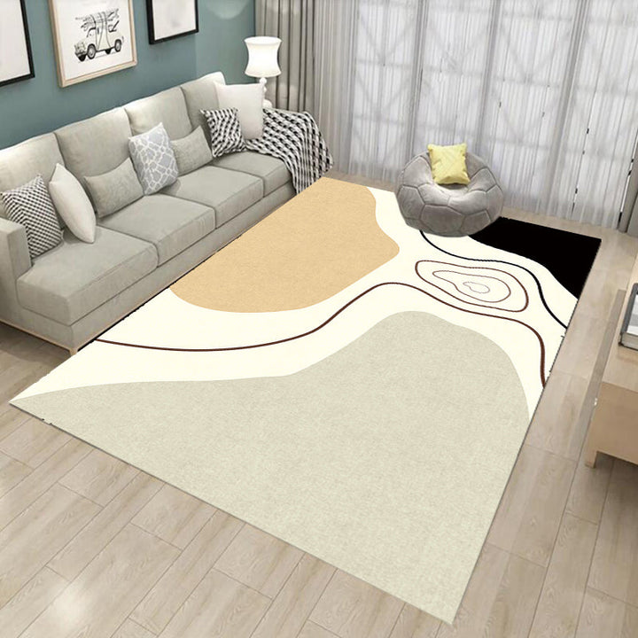 Lisslune | Novelty Abstract Area Rug Beige Polyester Rug Non-Slip Back Washable Pet Friendly Area Rug for Living Room