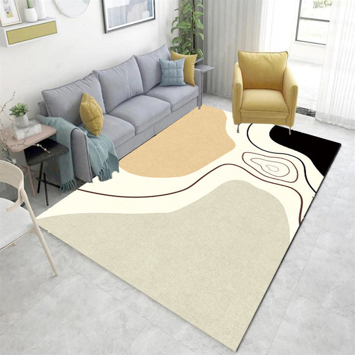 Lisslune | Novelty Abstract Area Rug Beige Polyester Rug Non-Slip Back Washable Pet Friendly Area Rug for Living Room