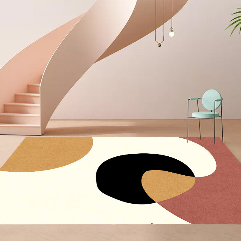 Lisslune | Novelty Abstract Area Rug Beige Polyester Rug Non-Slip Back Washable Pet Friendly Area Rug for Living Room