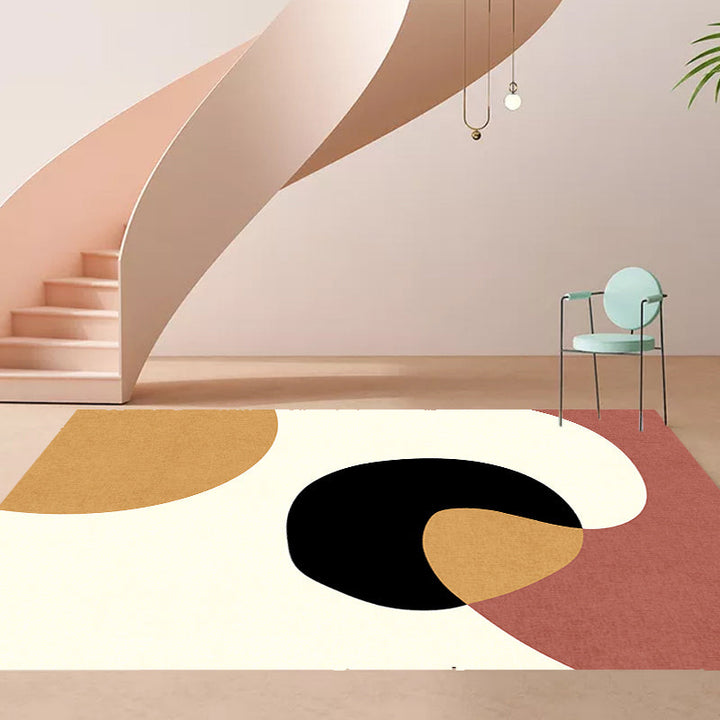 Lisslune | Novelty Abstract Area Rug Beige Polyester Rug Non-Slip Back Washable Pet Friendly Area Rug for Living Room